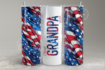 Grandpa Tumbler, USA Flag Tumbler, Best Grandpa Ever, American flag USA, 20oz Skinny Tumbler Seamless Sublimation, Patriotic Tumbler Wrap Sublimation Syre Digital Creations 