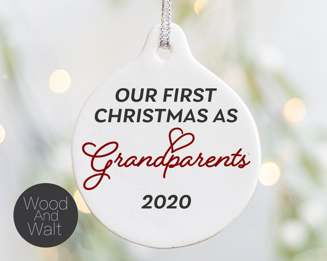 Grandparents Our First Christmas 2020 SVG | Holiday Cut File | Ornament Design | Printable Art | Winter Stencil | Announcement Template SVG Wood And Walt 