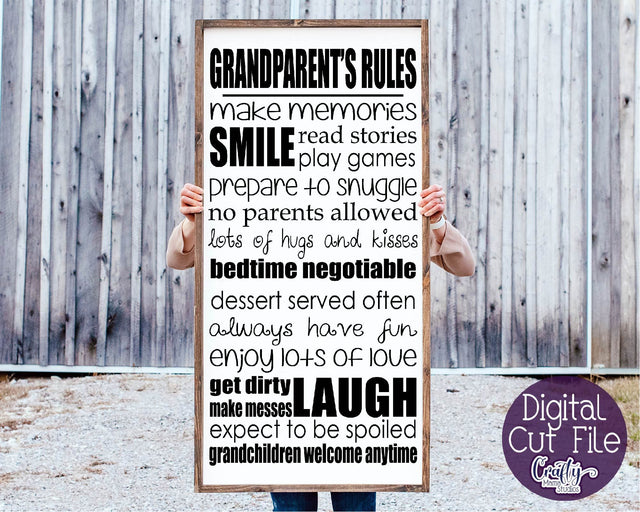 Grandparent's Rules SVG - Grandma Svg - Grandpa Svg - Grand Kids SVG Crafty Mama Studios 