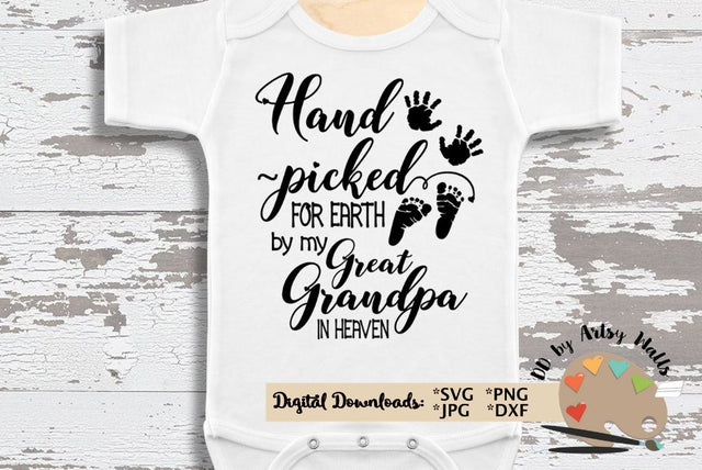 Grandparents svg - New Baby svg dxf - Baby bodysuit gift - Great Grandpa memorial SVG The Artsy Spot 