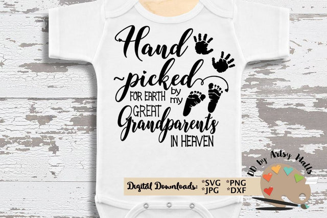 Grandparents svg - New Baby svg dxf - Baby onesie gift - Great grandma grandpa memorial SVG The Artsy Spot 