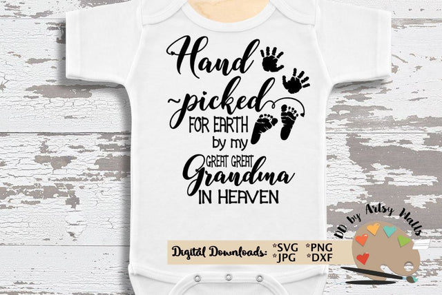 Grandparents svg - New Baby svg dxf - Baby onesie gift - Great Grandma memorial SVG The Artsy Spot 