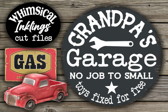 Grandpas Garage-Round SVG SVG Whimsical Inklings 