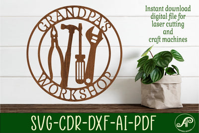 Grandpa's Workshop tools sign svg laser cut template SVG APInspireddesigns 