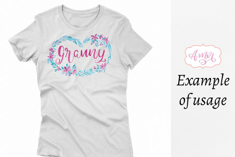 Granny in floral heart sublimation design Sublimation Amorclipart 