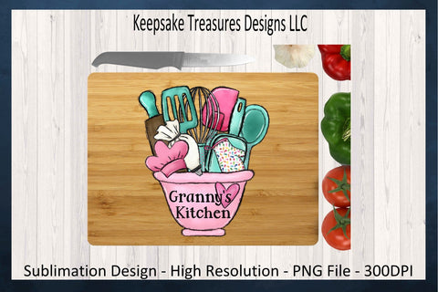 Granny's Pink Kitchen Bowl, Sublimation PNG Printable, Hand Drawn, Xmas Gift Ideal, PNG Sublimation Design, DIY Grandma Gift Sublimation Keepsake Treasures Designs LLC. 