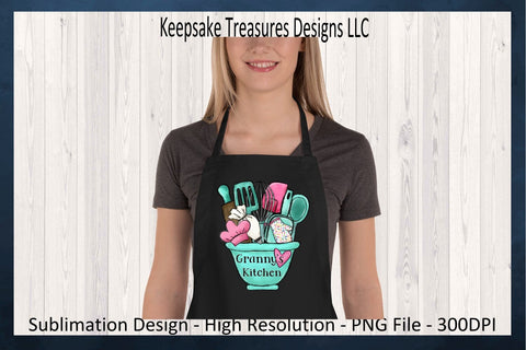 Granny's Teal Kitchen Bowl Sublimation PNG, Hand Drawn Sublimation Design, Christmas Gift Ideal, Tea Towel PNG, Digital Download Sublimation Keepsake Treasures Designs LLC. 