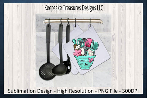 Granny's Teal Kitchen Bowl Sublimation PNG, Hand Drawn Sublimation Design, Christmas Gift Ideal, Tea Towel PNG, Digital Download Sublimation Keepsake Treasures Designs LLC. 