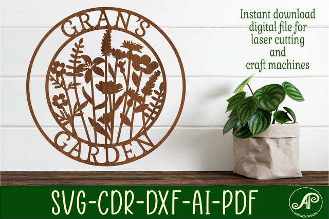 Gran's Garden sign svg laser cut template SVG APInspireddesigns 
