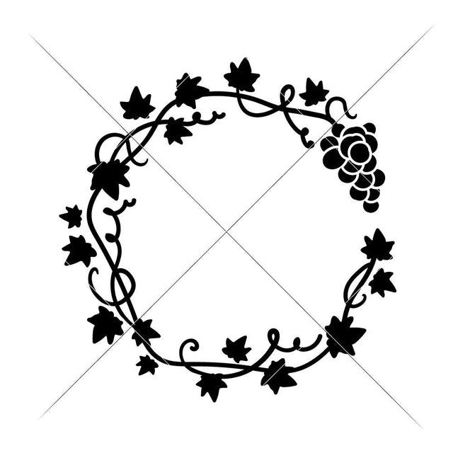 Grape Vine Wreath for Monogram - Wine SVG Chameleon Cuttables 