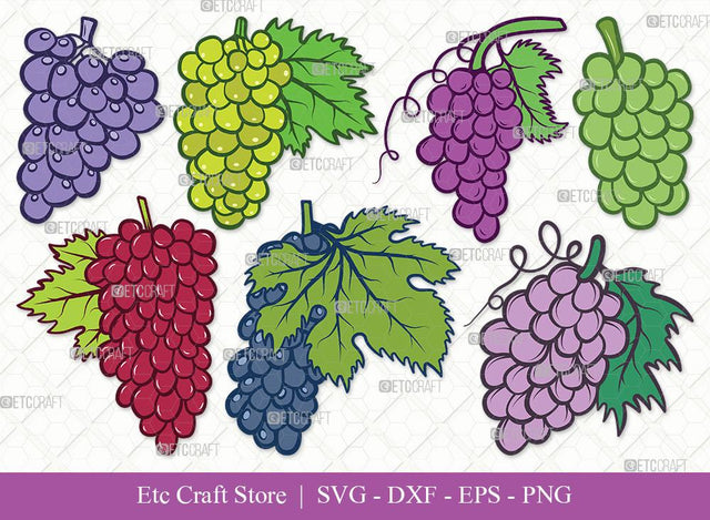 Grapes Clipart SVG Cut File | Grape Svg | Grape Vine Svg | Grapevine Svg | Hopped Up Svg | Grape Bundle | Summer Fruit SVG | Eps | Dxf | Png SVG ETC Craft 