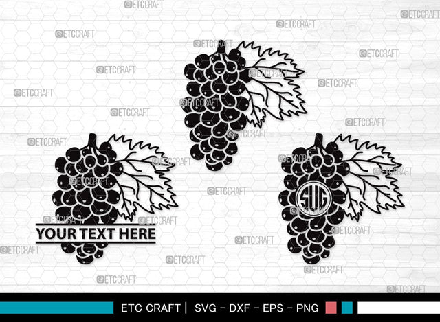 Grapes Monogram SVG | Grape Svg | Grape Vine Svg | Grapevine Svg | Hopped Up Svg | Grape Bundle | Summer Fruit SVG | Grapes Clipart SVG ETC Craft 