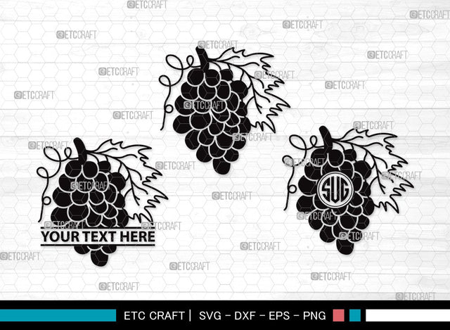 Grapes Monogram SVG | Grape Svg | Grape Vine Svg | Grapevine Svg | Hopped Up Svg | Grape Bundle | Summer Fruit SVG | Grapes Clipart SVG ETC Craft 