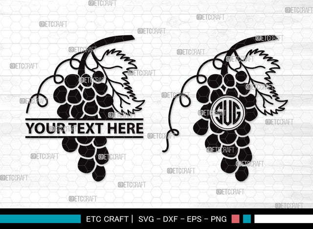 Grapes Monogram SVG | Grape Svg | Grape Vine Svg | Grapevine Svg | Hopped Up Svg | Grape Bundle | Summer Fruit SVG | Grapes Clipart SVG ETC Craft 