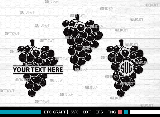 Grapes Monogram SVG | Grape Svg | Grape Vine Svg | Grapevine Svg | Hopped Up Svg | Grape Bundle | Summer Fruit SVG | Grapes Clipart SVG ETC Craft 
