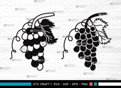 Grapes Silhouette SVG | Grape Svg | Grape Vine Svg | Grapevine Svg | Hopped Up Svg | Grape Bundle | Summer Fruit SVG | Grapes Clipart SVG ETC Craft 