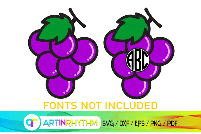 grapes svg, fruit monogram svg SVG Artinrhythm shop 