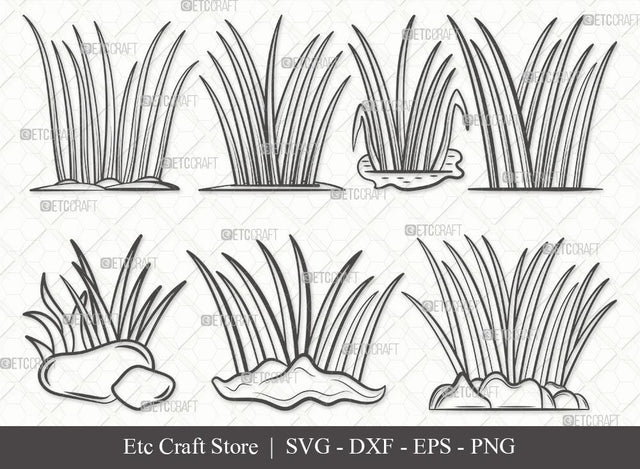 Grass Outline SVG Cut File | Plants Svg | Lawn Grass Svg | Tall Grass Svg | Garden Svg | Eps | Dxf | Png | Bundle SVG ETC Craft 