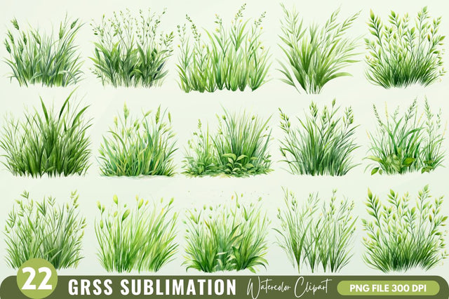 Grass Watercolor Sublimation Clipart Bundle Sublimation Regulrcrative 