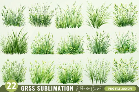Grass Watercolor Sublimation Clipart Bundle Sublimation Regulrcrative 