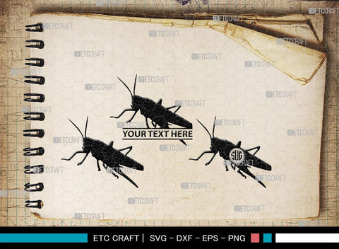 Grasshopper Monogram, Grasshopper Silhouette, Grasshopper SVG, Grasshopper Bug Svg, Grasshopper Insect Svg, Insect Svg, SB00274 SVG ETC Craft 