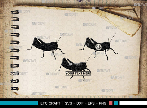 Grasshopper Monogram, Grasshopper Silhouette, Grasshopper SVG, Grasshopper Bug Svg, Grasshopper Insect Svg, Insect Svg, SB00274 SVG ETC Craft 