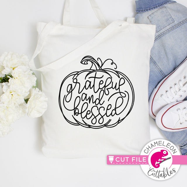 Grateful and Blessed Pumpkin svg png dxf SVG Chameleon Cuttables 