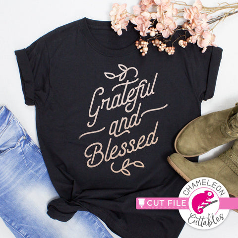 Grateful and blessed Thanksgiving svg png dxf SVG Chameleon Cuttables 