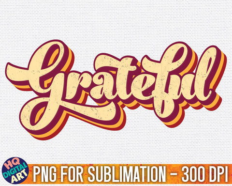 Grateful Fall Sublimation PNG | Vintage retro stripe SVG HQDigitalArt 