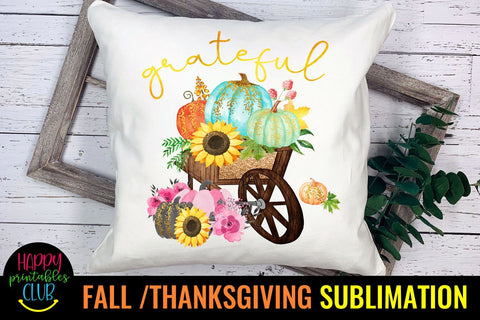 Grateful-Fall Thanksgiving Sublimation Design-Sublimation Sublimation Happy Printables Club 