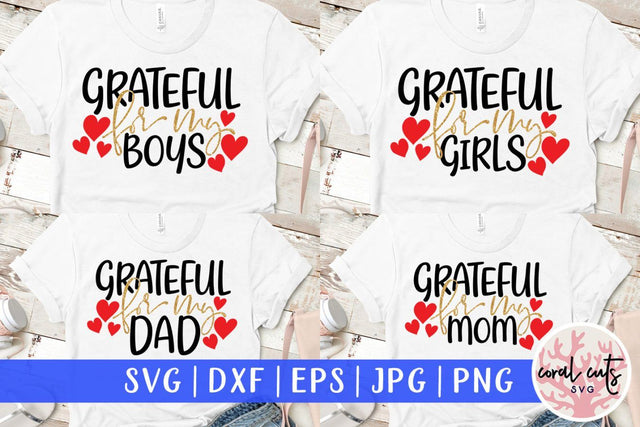 Grateful For My Family Bundle – Family SVG EPS DXF PNG Cutting Files SVG CoralCutsSVG