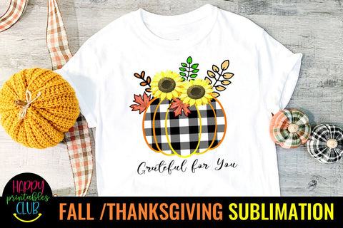 Grateful for You-Fall Thanksgiving Sublimation Design PNG Sublimation Happy Printables Club 