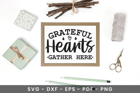 Grateful Hearts Gather Here, Thanksgiving Sign SVG SVG CraftLabSVG 