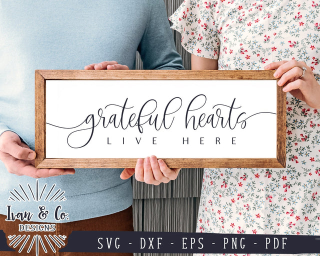 Grateful Hearts Live Here SVG Files | Fall Sign Svg | Thanksgiving Svg | Commercial Use | Digital Cut Files (830080512) SVG Ivan & Co. Designs 
