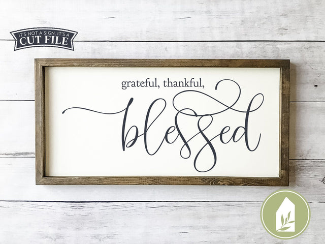 Grateful Thankful Blessed SVG | Thanksgiving SVG | Rustic Sign Design SVG LilleJuniper 