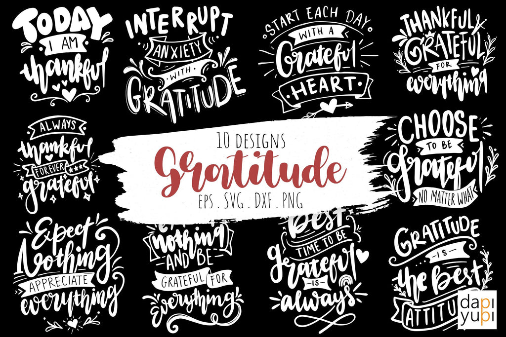 Gratitude Lettering Quotes Bundle - So Fontsy