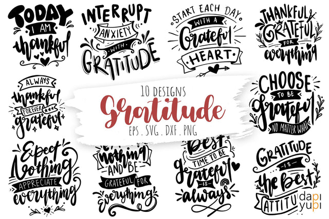 Gratitude Lettering Quotes Bundle SVG dapiyupi store 