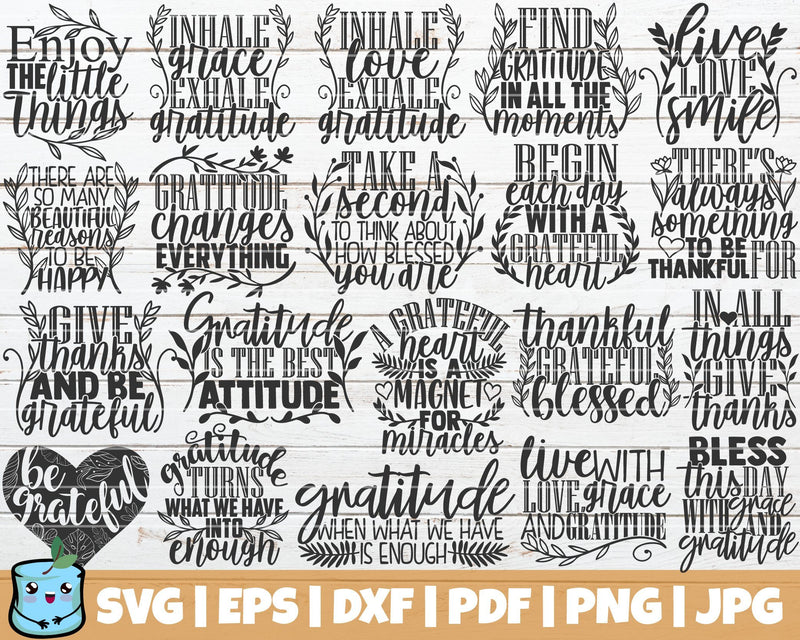 Gratitude SVG Bundle SVG MintyMarshmallows 