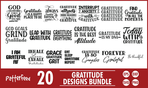 Gratitude SVG Designs Bundle SVG PatternFeed8 