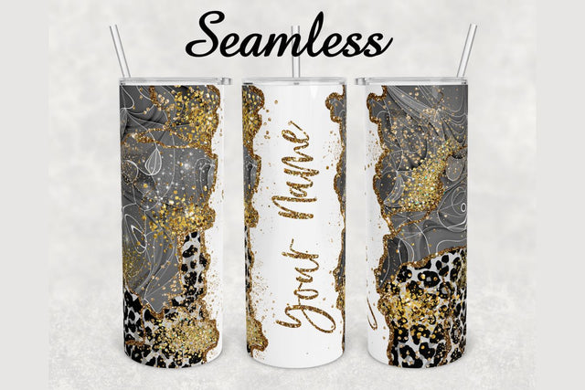 Gray Agate Cheetah Print Tumbler sublimation design 20 oz skinny tumbler wrap Sublimation BambinaCreations 