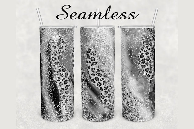 Gray Agate Cheetah Print Tumbler sublimation design 20 oz skinny tumbler wrap Sublimation BambinaCreations 