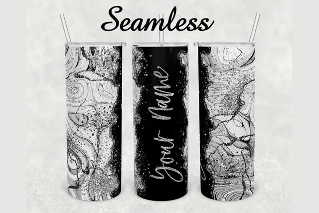 Gray Alcohol Ink Glitter Marble Tumbler sublimation design 20 oz skinny tumbler wrap Sublimation BambinaCreations 