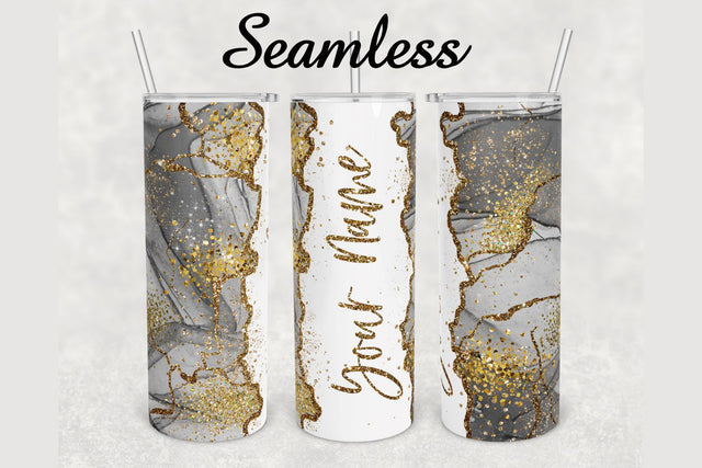 Gray Alcohol Ink Glitter Marble Tumbler sublimation design 20 oz skinny tumbler wrap Sublimation BambinaCreations 
