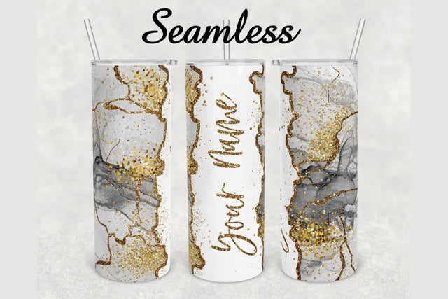Gray Alcohol Ink Gold Marble Tumbler sublimation design 20 oz skinny tumbler wrap Sublimation BambinaCreations 
