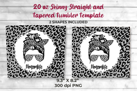 Gray Leopard momlife 20 oz Skinny Tumbler Wrap Sublimation Design Sublimation Sublimatiz Designs 