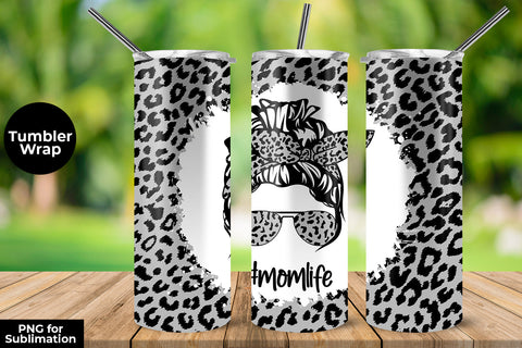 Gray Leopard momlife 20 oz Skinny Tumbler Wrap Sublimation Design Sublimation Sublimatiz Designs 