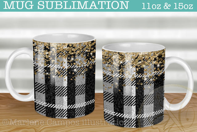Gray Plaid Fabric Sublimation for Mug / Buffalo Plaid Design Sublimation Marlene Campos 