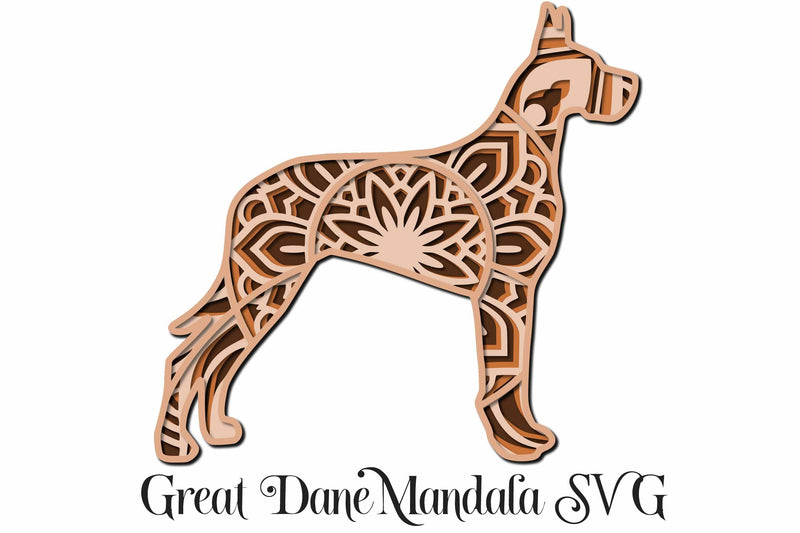 Great Dane Layered Mandala SVG - 4 Layers SVG Digital Honeybee 
