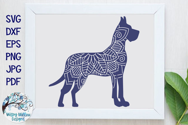 Great Dane Mandala SVG SVG Wispy Willow Designs 