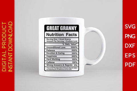 Great Granny Nutrition Facts SVG PNG PDF Cut File SVG Creativedesigntee 